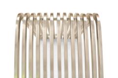 Pair of Contemporary Silver Metal Curved Metal Slat Console Tables - 4652297