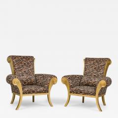 Pair of Contemporary Style Zebra Print Arm Chairs - 4649728