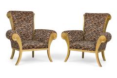 Pair of Contemporary Style Zebra Print Arm Chairs - 4649729