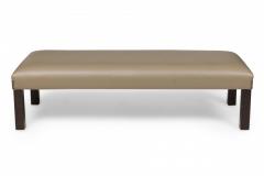 Pair of Contemporary Taupe Leather Upholstered Benches - 4172367