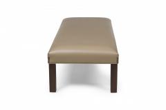 Pair of Contemporary Taupe Leather Upholstered Benches - 4172369