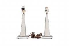 Pair of Continental Art Deco Chrome Plated Table Lamp - 4670755