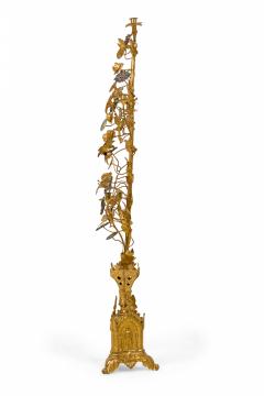 Pair of Continental Brass and Enamel Floral Candelabra - 4171257