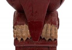 Pair of Continental Dutch Red Painted Pine Lions - 4630266