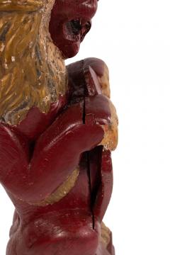 Pair of Continental Dutch Red Painted Pine Lions - 4630272