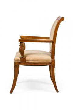 Pair of Continental Rustic Style Wooden Armchairs with Carved Owl Head Armrests - 4639553