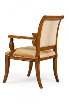 Pair of Continental Rustic Style Wooden Armchairs with Carved Owl Head Armrests - 4639554