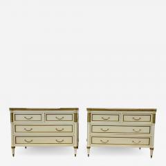 Pair of Cream Painted Louis XVI Style Commodes Nightstands Dressers Chests - 2720853