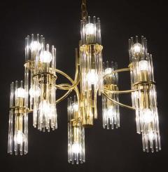 Pair of Crystal Rod and Brass Chandelier or Lantern by Gaetano Sciolari 1960s - 1445265