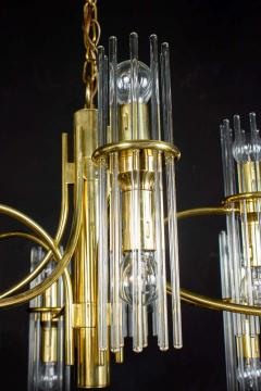 Pair of Crystal Rod and Brass Chandelier or Lantern by Gaetano Sciolari 1960s - 1445271
