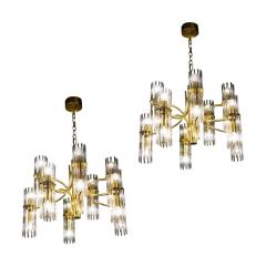 Pair of Crystal Rod and Brass Chandelier or Lantern by Gaetano Sciolari 1960s - 1445279