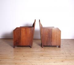 Pair of Cubist Club Chairs in Leather and Hide 1920s - 4654943