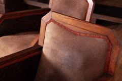Pair of Cubist Club Chairs in Leather and Hide 1920s - 4654950