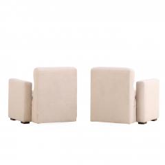 Pair of Cubist Style Upholstered Lounge Chairs C 1955  - 4530242