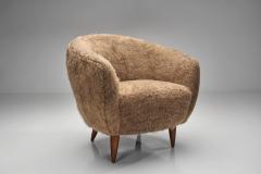 Pair of Curved Armchairs with Tapered Wooden Legs Europe Mid 20th Century - 4685236