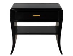 Pair of Curved Black Modern End Tables - 2982137