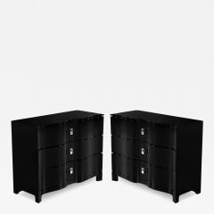 Pair of Curved Front Black Lacquered Chests - 3520588