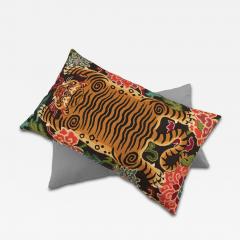 Pair of Cushions With Contemporary Jungle Print Grey Velvet and Cotton - 3214592