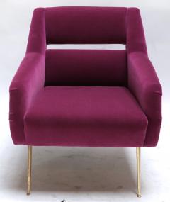 Pair of Custom 1960s Italian Style Armchairs in Fuchsia Mohair - 301819