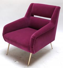 Pair of Custom 1960s Italian Style Armchairs in Fuchsia Mohair - 301821