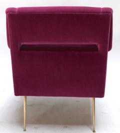 Pair of Custom 1960s Italian Style Armchairs in Fuchsia Mohair - 301822