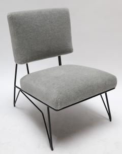 Pair of Custom 1960s Style Metal Chairs in Gray Alpaca - 274106