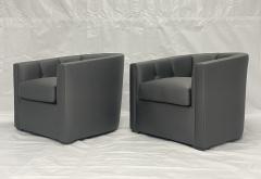 Pair of Custom American Lounge Chairs in Charcoal Gray Fabric - 4365890
