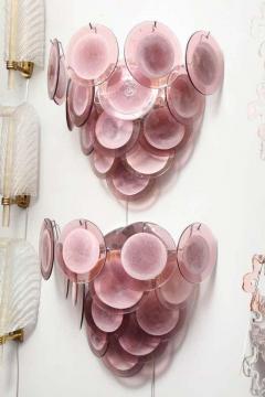 Pair of Custom Amethyst Murano Glass Disc Sconces - 3138637