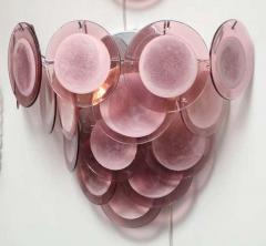 Pair of Custom Amethyst Murano Glass Disc Sconces - 3138643