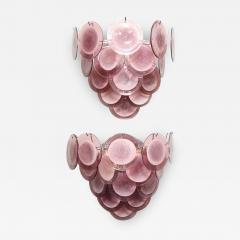 Pair of Custom Amethyst Murano Glass Disc Sconces - 3139761