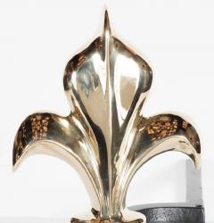 Pair of Custom Fleur de Lis Andirons in Polished Brass - 1648490