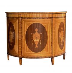 Pair of Custom George III Style Satinwood Mahogany Demilune Cabinets - 3840266