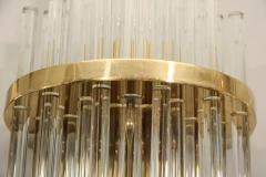 Pair of Custom Large Glass Rod Sconces with Brass Frame - 3096750