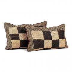 Pair of Custom Lumbar Cushions from Vintage African Kuba Cloth - 4279341
