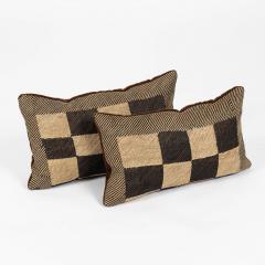 Pair of Custom Lumbar Cushions from Vintage African Kuba Cloth - 4279342