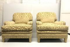 Pair of Custom Made Damask Velvet Lounge Chairs - 1604673