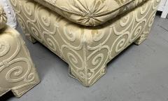 Pair of Custom Made Damask Velvet Ottomans - 2989310