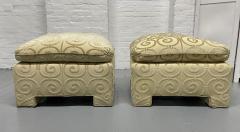 Pair of Custom Made Damask Velvet Ottomans - 2989313