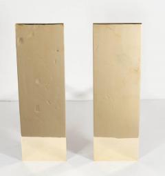 Pair of Custom Mid Century Modernist Style Polished Brass Rectangular Andirons - 1579099