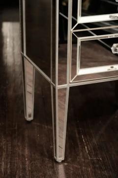 Pair of Custom Mirrored Commodes with Silver Trim - 3096701