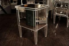 Pair of Custom Mirrored Commodes with Silver Trim - 3096745