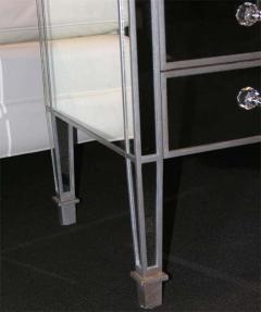 Pair of Custom Mirrored Silver Trim Commodes - 3108147