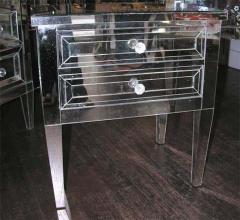 Pair of Custom Neoclassical Modern 2 Drawer Mirrored Nightstands - 3108242
