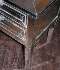 Pair of Custom Neoclassical Modern 2 Drawer Mirrored Nightstands - 3108246