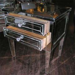 Pair of Custom Neoclassical Modern 2 Drawer Mirrored Nightstands - 3108253