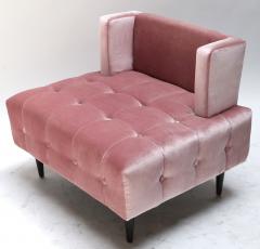 Pair of Custom Pink Silk Velvet Tufted Lounge Chairs - 342435