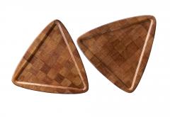 Pair of Danish 1960s parquetry guitar pick form drinks tables - 2855003