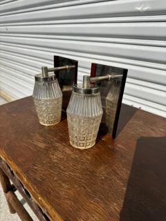 Pair of Danish Chrome and Rosewood Wall Lamp Sconces - 4415917