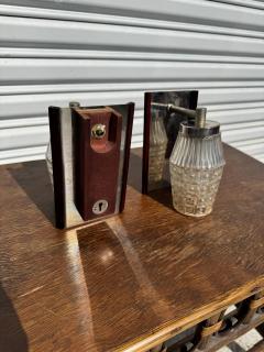 Pair of Danish Chrome and Rosewood Wall Lamp Sconces - 4415996