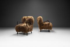 Pair of Danish Easy Chairs in Longhair Sheepskin Denmark 20th Century - 4142674